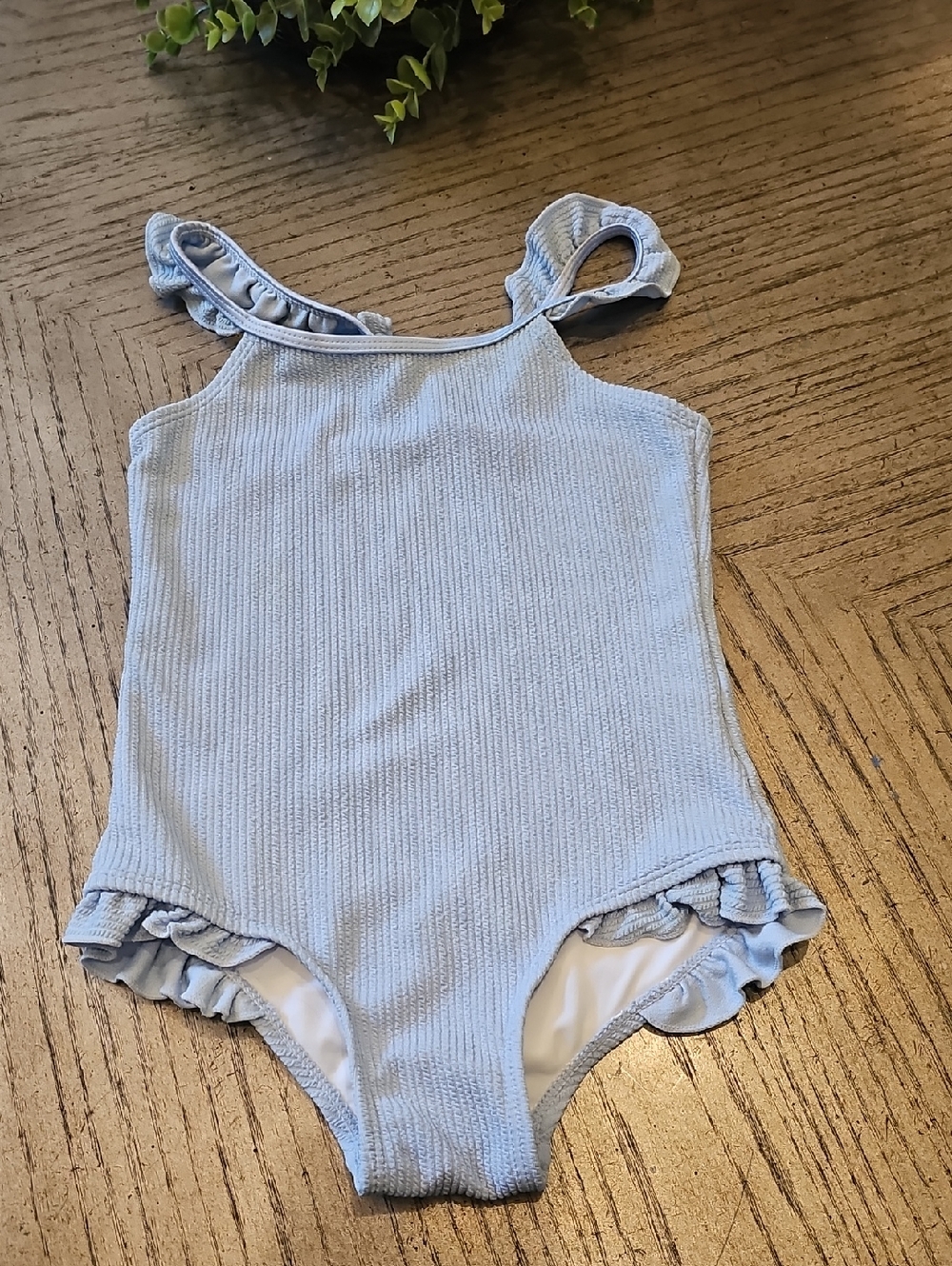 Cotton On Light Blue Ribbed One-Piece Swimsuit for Kids